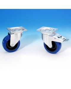 Guitel 37024 - Lenkrolle 100 mm mit blauem Rad und Feststeller