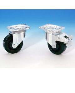 Guitel 37026 - HD Lenkrolle 100 mm mit grünem Rad und Feststeller