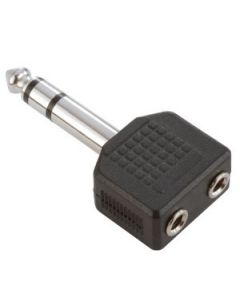 Adam Hall Connectors 7545 - Y-Adapter 2 x 3,5 mm Stereo Miniklinke female auf 6,3 mm Stereo Klinke male