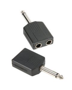 Adam Hall Connectors 7547 - Y-Adapter 2 x 6,3 mm Mono Klinke female auf 6,3 mm Mono Klinke male